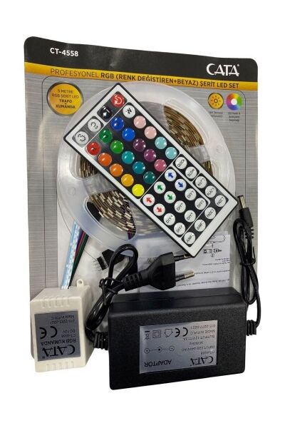 CT-4558 PROFOSYENEL RGB ŞERİT LED SETİ(5mt rgb led+trafo+rgb kumanda)